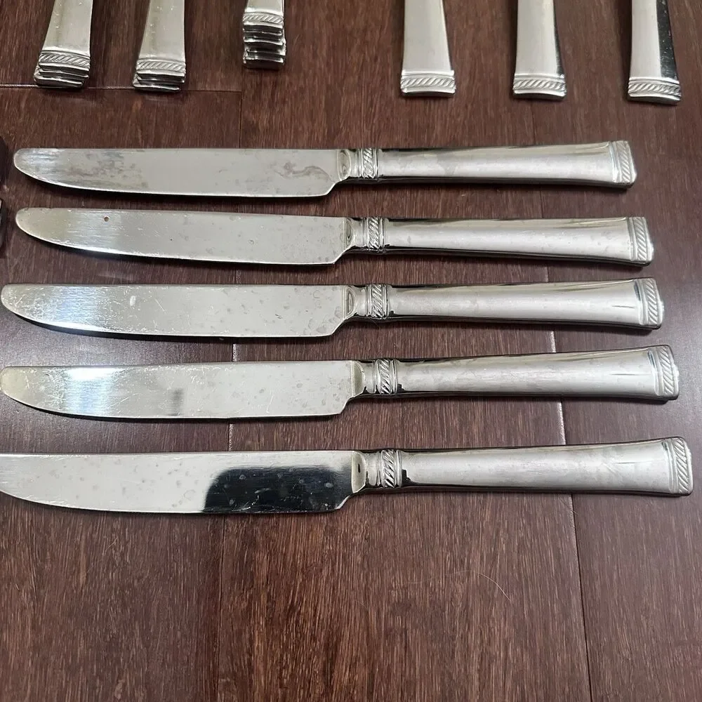Lot of 51 Pcs. MIKASA Rope Flatware Spoons Forks Knives Stainless Rope Bands